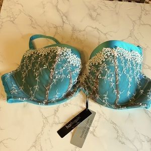 Panache Harlequin 38E NWT blue embroidered lace bra